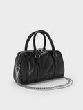 Philomena Panelled Chain-Handle Bowling Bag_Noir