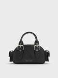CHARLES & KEITH Women Blaise Buckle-Strap Side-Pocket Bowling Bag_Noir