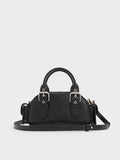 CHARLES & KEITH Women Blaise Buckle-Strap Side-Pocket Bowling Bag_Noir