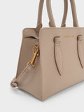 CHARLES & KEITH Women Allyn Structured Trapeze Tote Bag_Taupe