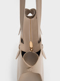 CHARLES & KEITH Women Allyn Elongated-Handle Tote Bag_Taupe