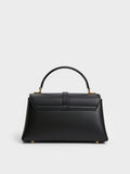 CHARLES & KEITH Women Adalyn Metallic-Buckle Chain-Strap Top Handle Bag_Black