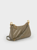 Philomena Crinkle-Effect Chain-Strap Crossbody Bag_Deep Olive