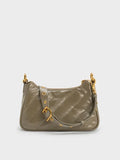 Philomena Crinkle-Effect Chain-Strap Crossbody Bag_Deep Olive