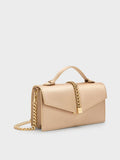 CHARLES & KEITH Women Taisia Satin Chain-Strap Envelope Bag_Champagne