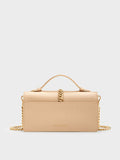 CHARLES & KEITH Women Taisia Satin Chain-Strap Envelope Bag_Champagne