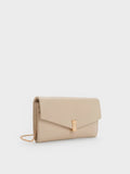 CHARLES & KEITH Women Lilibet Chain-Strap Long Wallet_Dusted Oat