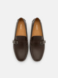 PEDRO Embossed Leather Driving Shoes - Dark brown