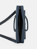 PEDRO Saffiano Leather Briefcase- Navy