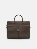 PEDRO Saffiano Leather Briefcase- Dark Brown