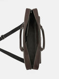 PEDRO Saffiano Leather Briefcase- Dark Brown
