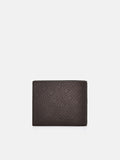 PEDRO Embossed Leather Bi-Fold Flip Wallet- Dark Brown