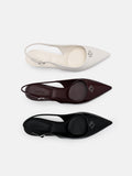 PEDRO Leather Slingback Heel Pumps- Wine