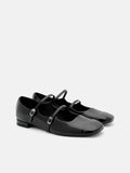 PEDRO Cap-Toe Ballerina Flats- Chalk Black
