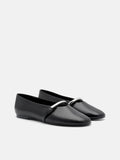 PEDRO Lia Leather Ballerina Flats- Black