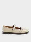CHARLES & KEITH Women Double-Strap Brogue Mary Janes_Beige