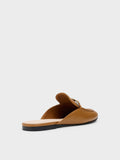 CHARLES & KEITH Women Metallic-Bar Loafer Mules_Cognac