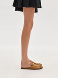 CHARLES & KEITH Women Metallic-Bar Loafer Mules_Cognac