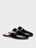 CHARLES & KEITH Women Metallic-Bar Loafer Mules_Black Box