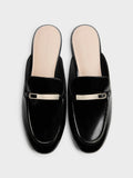 CHARLES & KEITH Women Metallic-Bar Loafer Mules_Black Box
