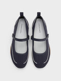 CHARLES & KEITH Women Louise Contrast-Trim Mary Jane Sneakers_Dark Blue