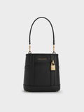 CHARLES & KEITH Women Scottie Bucket Bag -Black