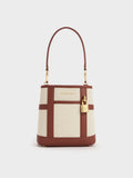 CHARLES & KEITH Women Scottie Canvas Bucket Bag -Brick
