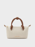 CHARLES & KEITH Women Sammie Canvas Knotted-Handle Tote Bag_Chocolate