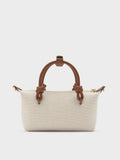 CHARLES & KEITH Women Sammie Canvas Knotted-Handle Tote Bag_Chocolate