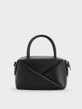 CHARLES & KEITH Women Midori Geometric Bowling Bag -Jet Black