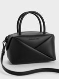 CHARLES & KEITH Women Midori Geometric Bowling Bag -Jet Black