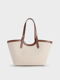 CHARLES & KEITH Women XL Enola Canvas Tote Bag_Chocolate