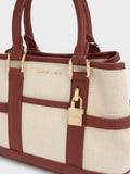 CHARLES & KEITH Women Mini Scottie Canvas Tote Bag_Brick