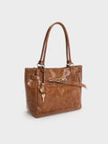 CHARLES & KEITH Women Delfina Belted Tote Bag - Distressed Tan