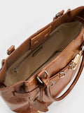 CHARLES & KEITH Women Delfina Belted Tote Bag - Distressed Tan