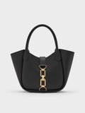 CHARLES & KEITH Women Agatha Chain-Accent Tote Bag_Black