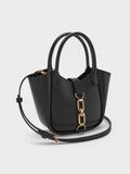 CHARLES & KEITH Women Agatha Chain-Accent Tote Bag_Black