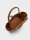 CHARLES & KEITH Women Agatha Chain-Accent Tote Bag_Chocolate
