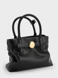 CHARLES & KEITH Women Mini Behn Belted Tote Bag -Black