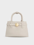 CHARLES & KEITH Women Mini Behn Belted Tote Bag -Shell Grey