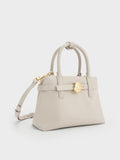 CHARLES & KEITH Women Mini Behn Belted Tote Bag -Shell Grey