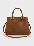 CHARLES & KEITH Women Scottie Tote Bag -Chocolate