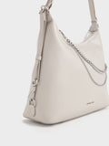 CHARLES & KEITH Women Atwood Chain Hobo Bag_Shell Grey