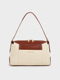 CHARLES & KEITH Women Roan Canvas Top Handle Bag -Brick