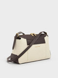 CHARLES & KEITH Women Roan Canvas Top Handle Bag -Espresso Brown
