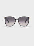 CHARLES & KEITH Women Ophelia Metallic-Accent Square Sunglasses_Black