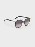 CHARLES & KEITH Women Ophelia Metallic-Accent Square Sunglasses_Black