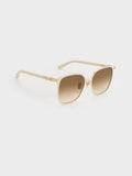 CHARLES & KEITH Women Ophelia Metallic-Accent Square Sunglasses_Cream