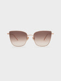 CHARLES & KEITH Women Livonia Crystal Square Sunglasses_Rose Gold