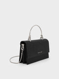 CHARLES & KEITH Women Kristine Glittered Wallet On Chain_Noir